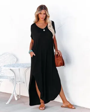 FARMERS MARKET POCKETED MODAL MAXI DRESS - Black