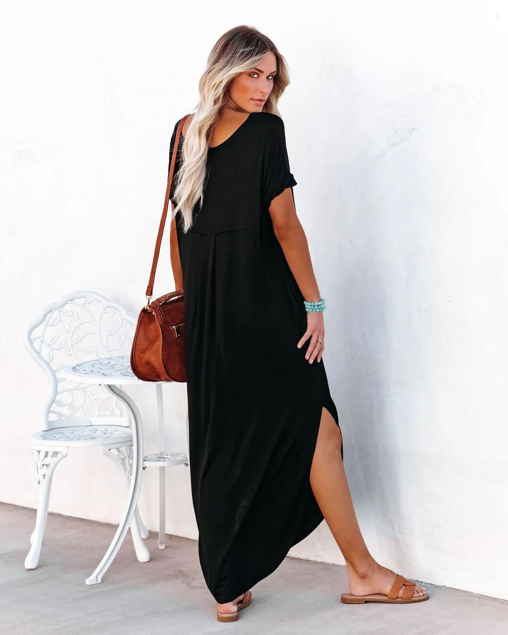 FARMERS MARKET POCKETED MODAL MAXI DRESS - Black