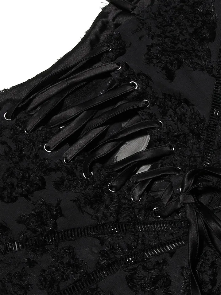 Female Sexy Black Embroidered Strappy Evening Dresses