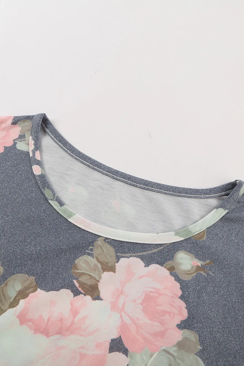 Floral Print Gray T-shirt