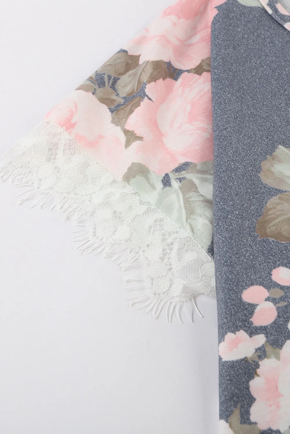 Floral Print Gray T-shirt