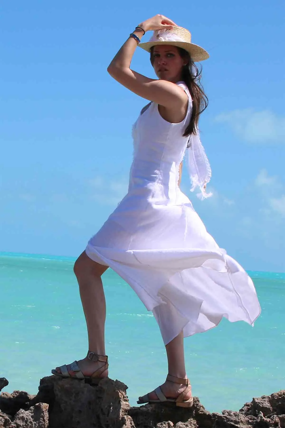 Frayed Linen Summer Dress / Multiple Colors