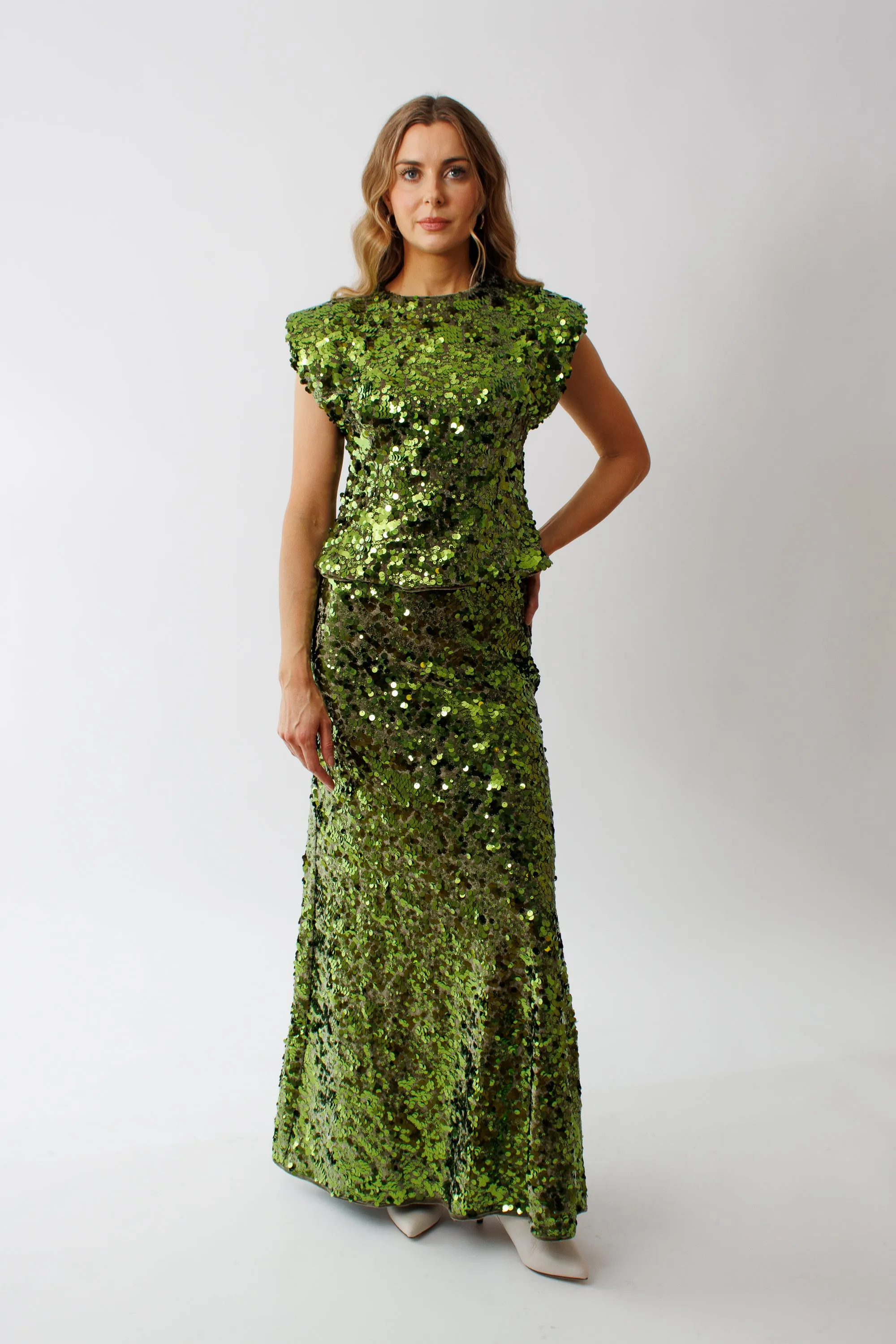 Ganni Velvet Sequins Maxi Skirt