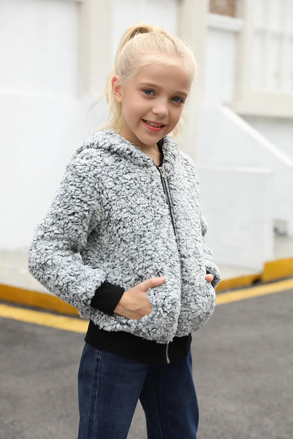 Girls' Faux Fur Bomber Jacket