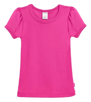 Girls Soft Cotton Short Sleeve Puff Tee  | Hot Pink