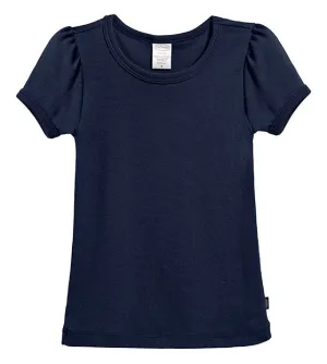 Girls Soft Cotton Short Sleeve Puff Tee  | Navy