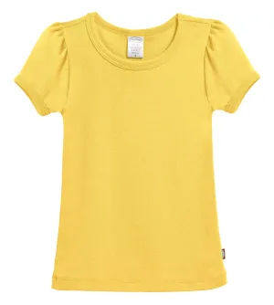 Girls Soft Cotton Short Sleeve Puff Tee  | Yellow