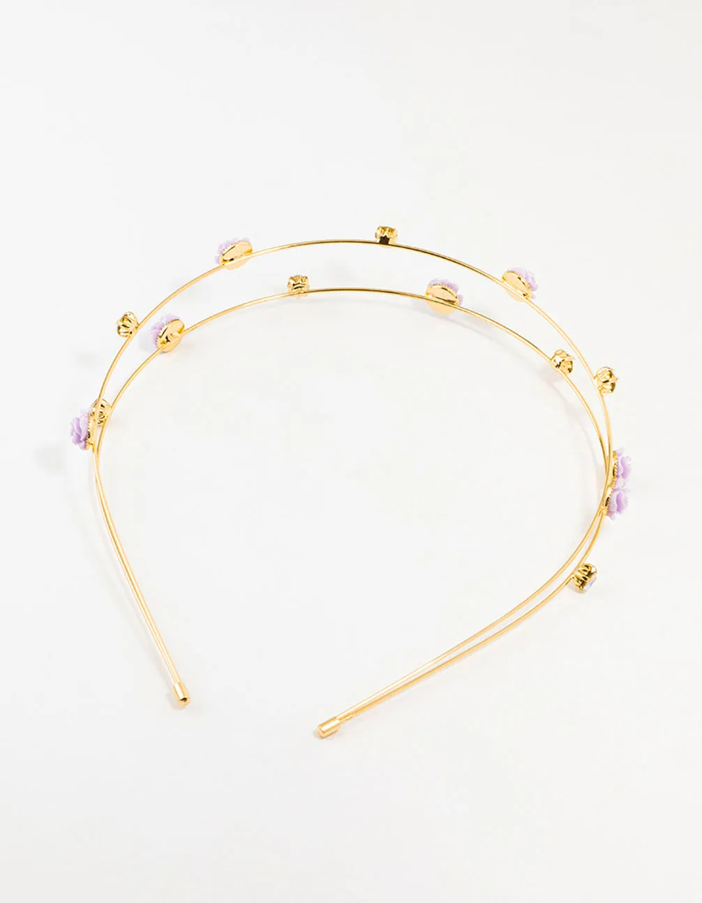 Gold Diamante Velvet Flower Multi Row Headband