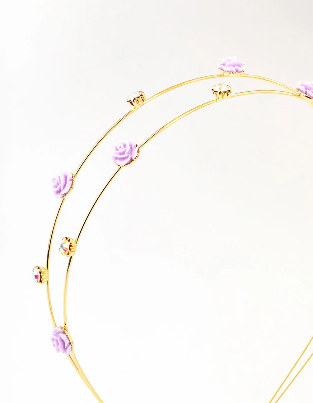 Gold Diamante Velvet Flower Multi Row Headband