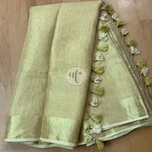 Golden Tissue Linen Saree
