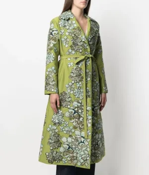 Green coat with flowers