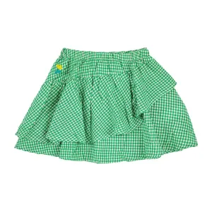 Green Vichy Woven Ruffle Skirt