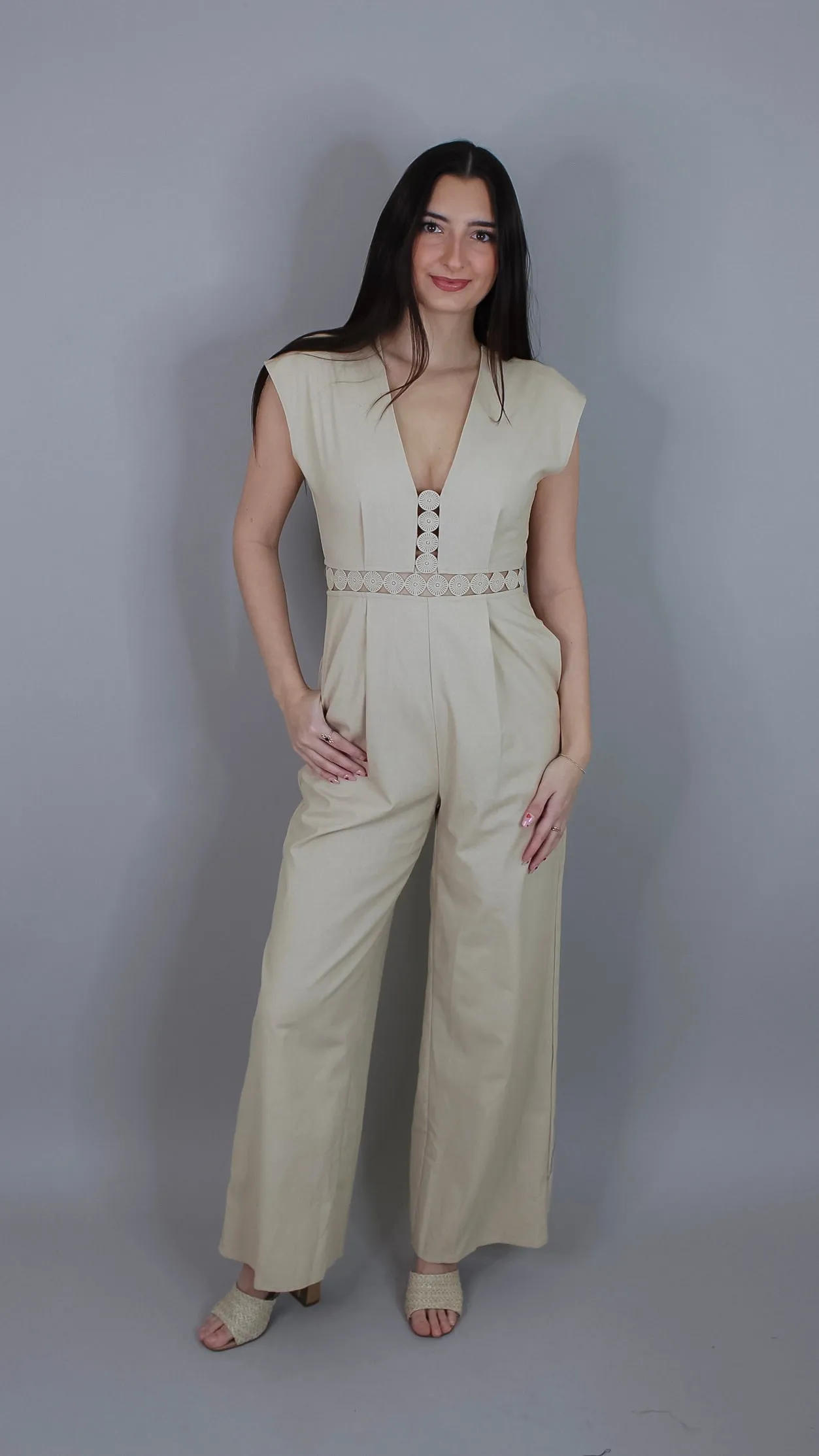 Hallie Beige Jumpsuit