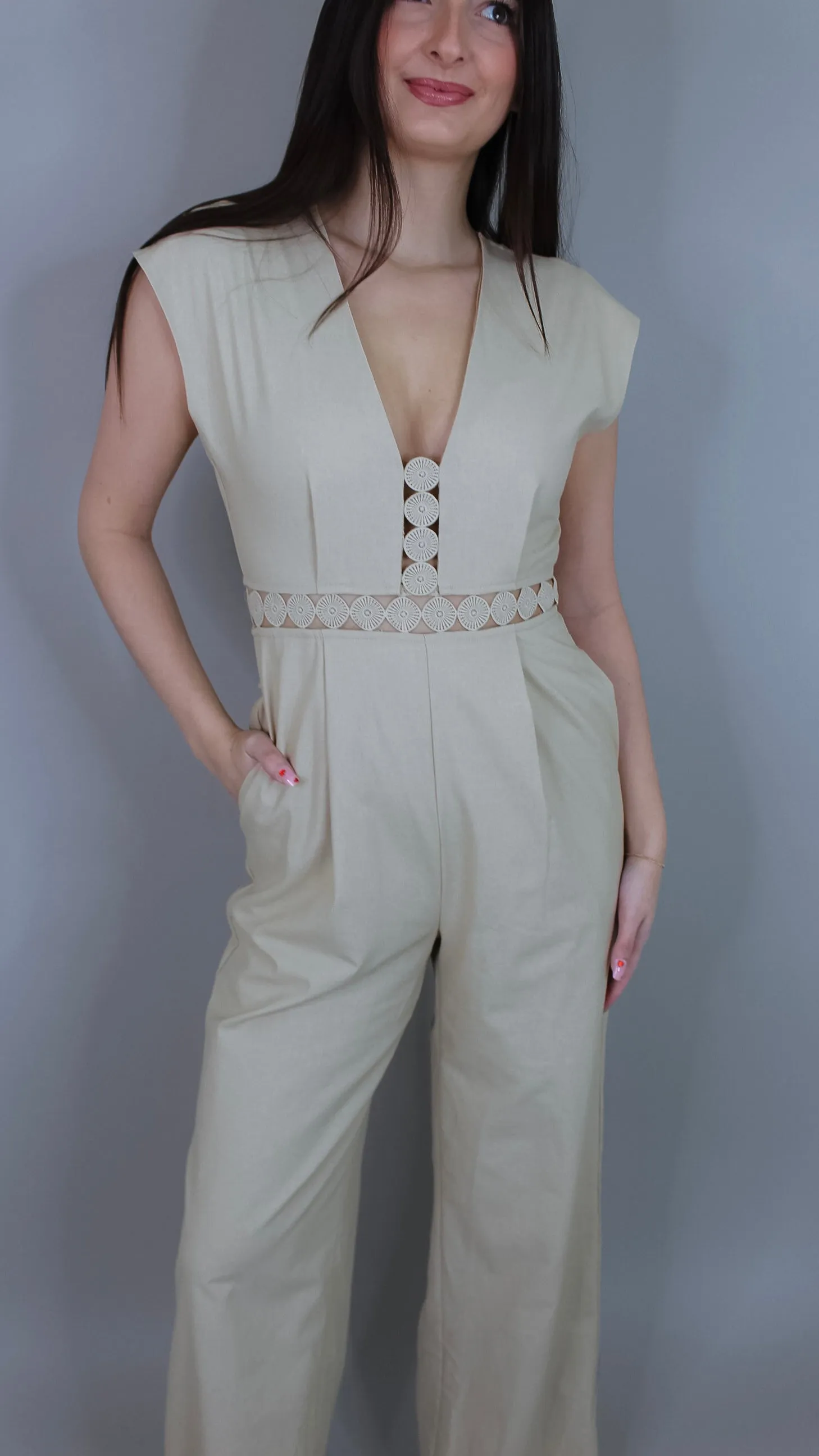 Hallie Beige Jumpsuit