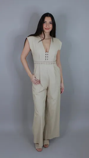 Hallie Beige Jumpsuit