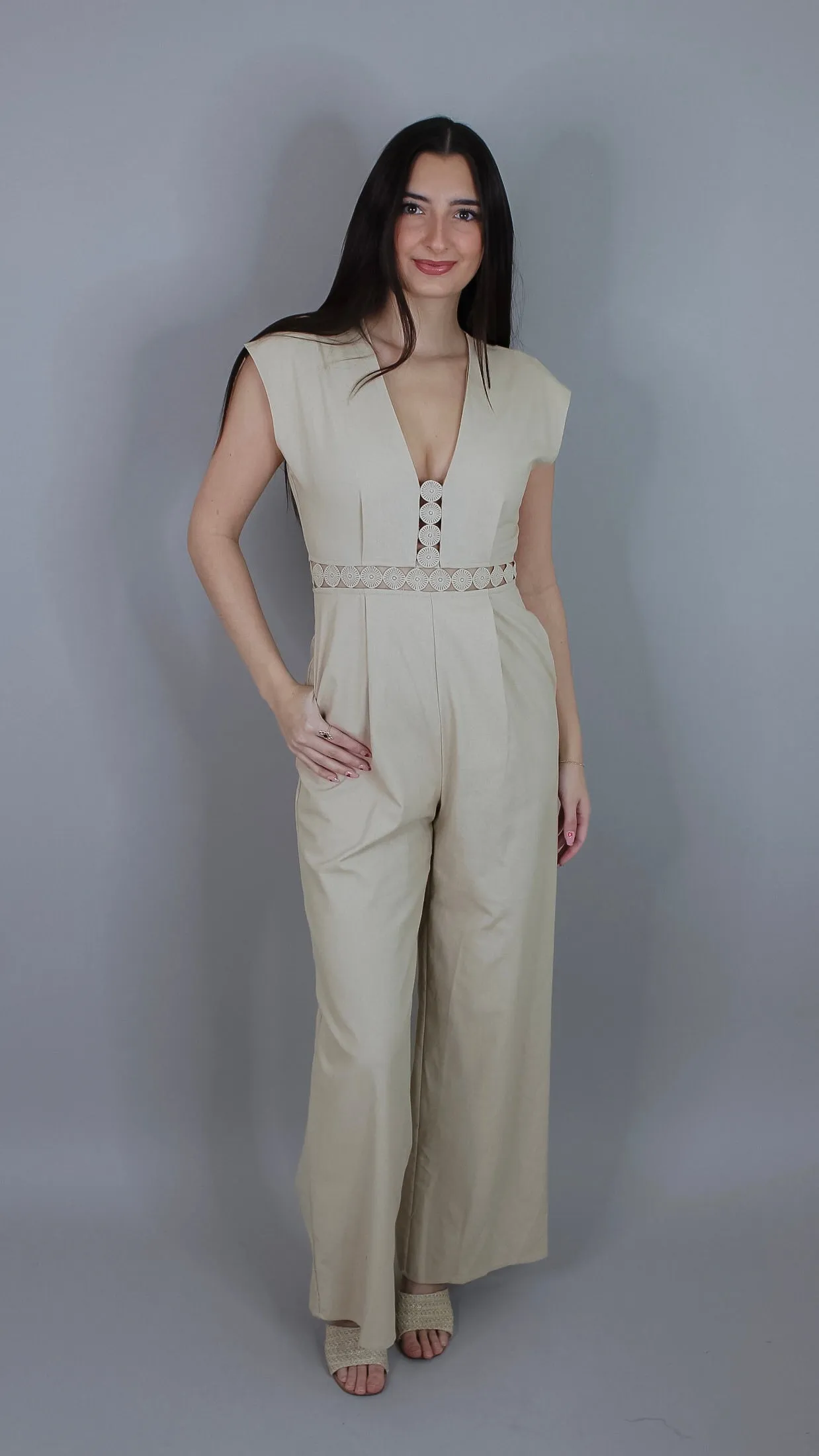 Hallie Beige Jumpsuit