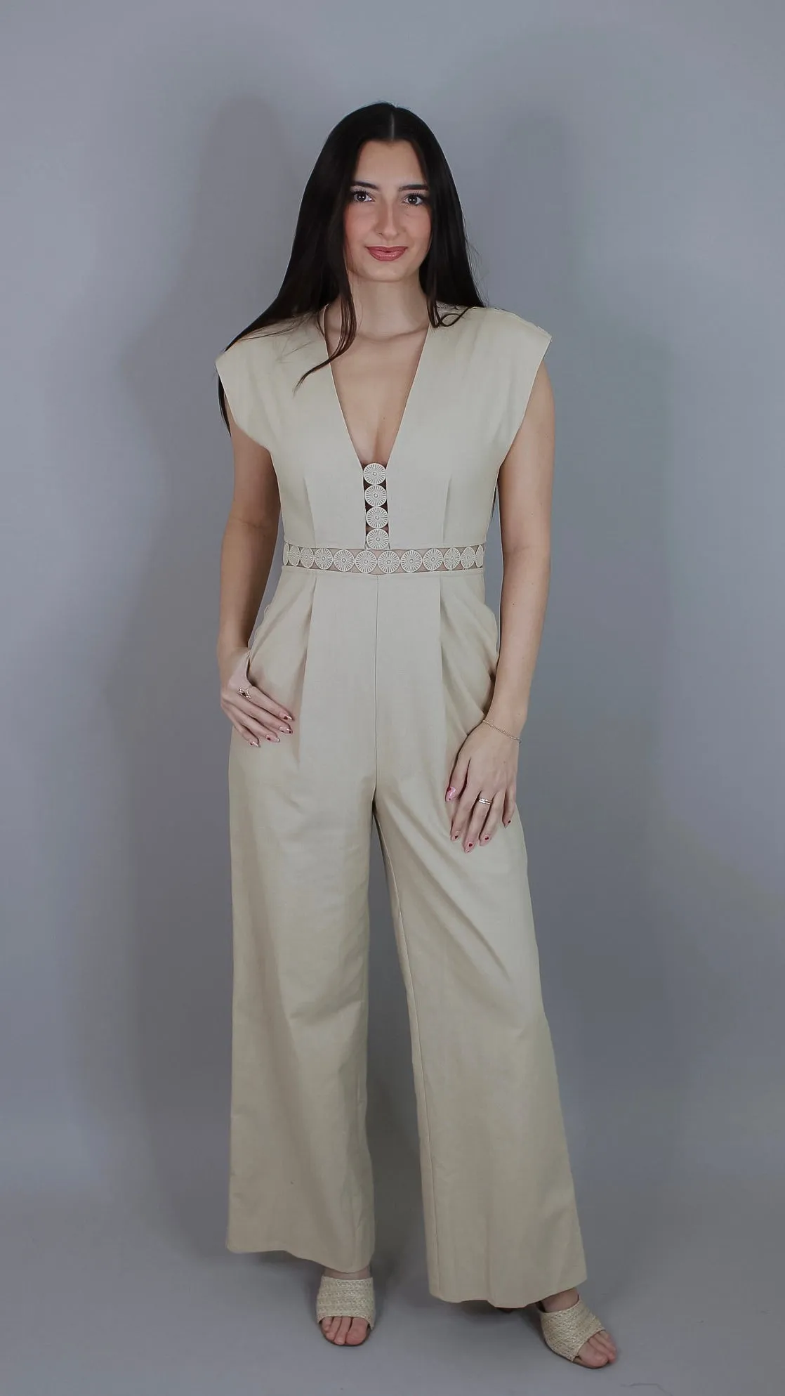 Hallie Beige Jumpsuit