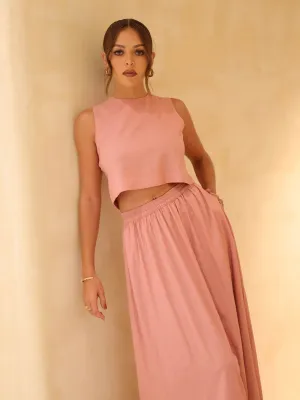 High Neck Sleeveless Linen Top