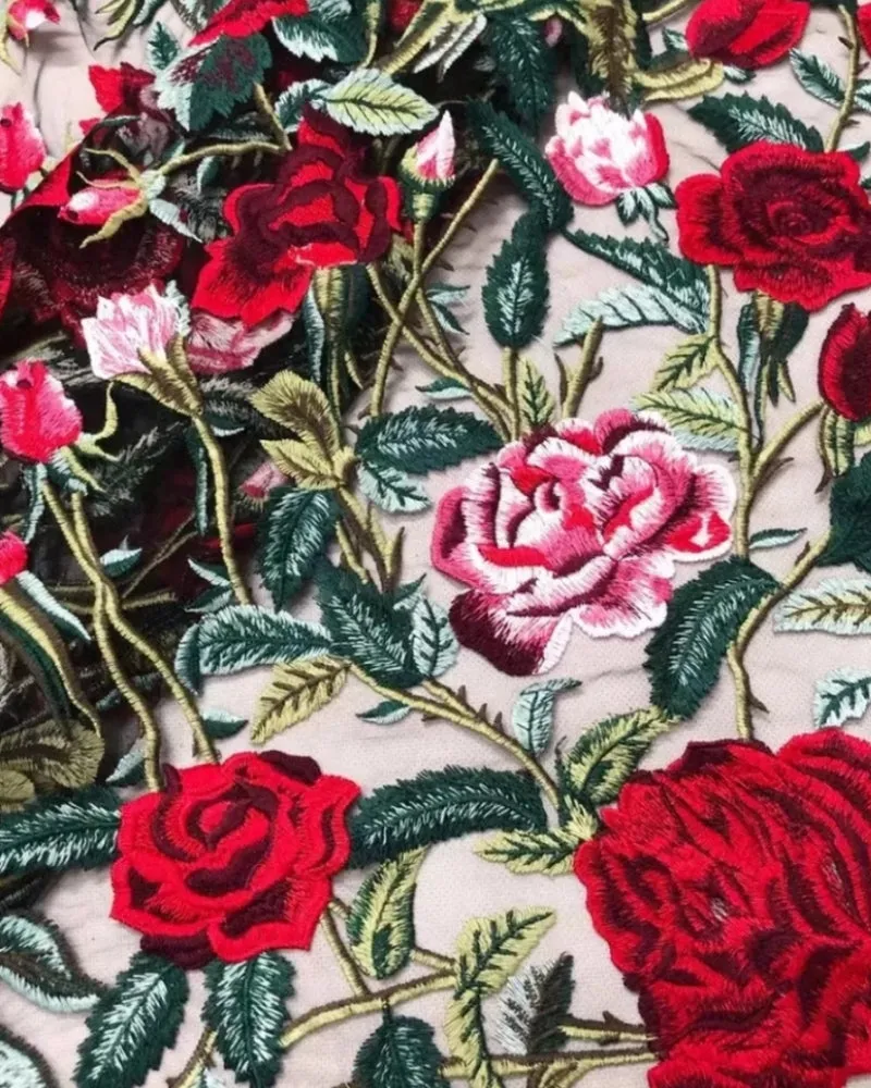 High Neckline Floral Embroidered Bodycon Mini Dresses