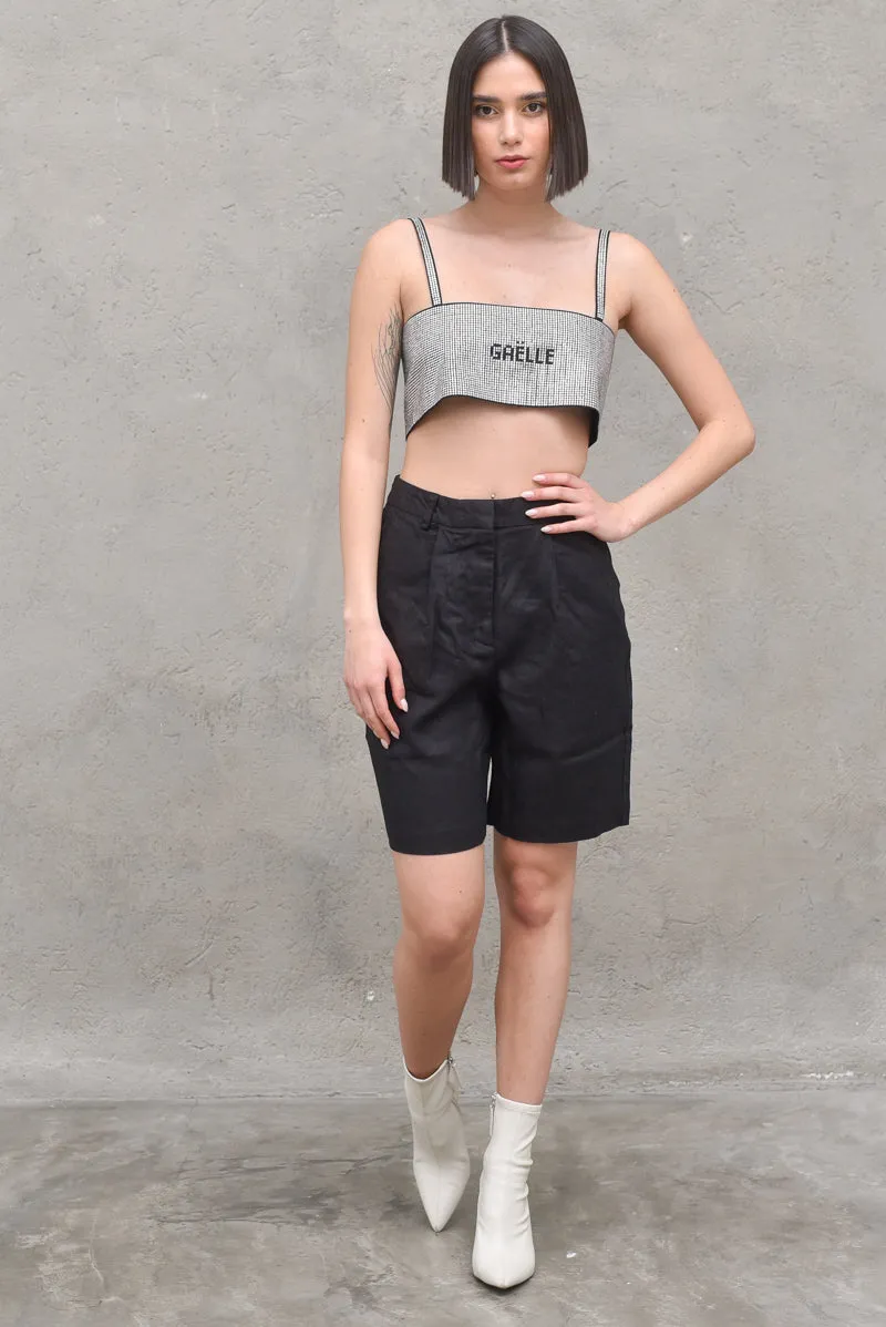 High  Waist Linen Shorts Back