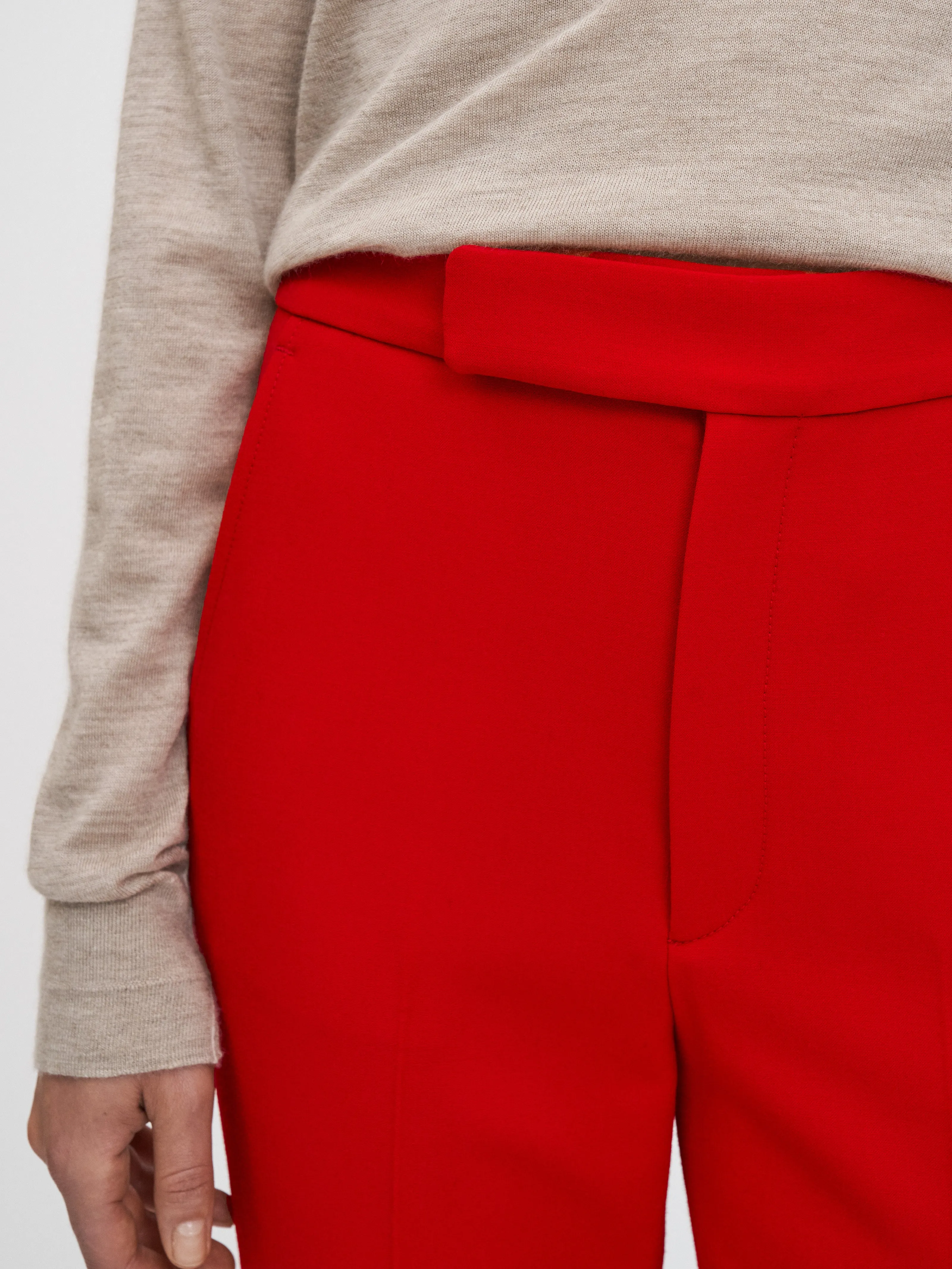 High Waisted Crop Trouser in Carmine Red
