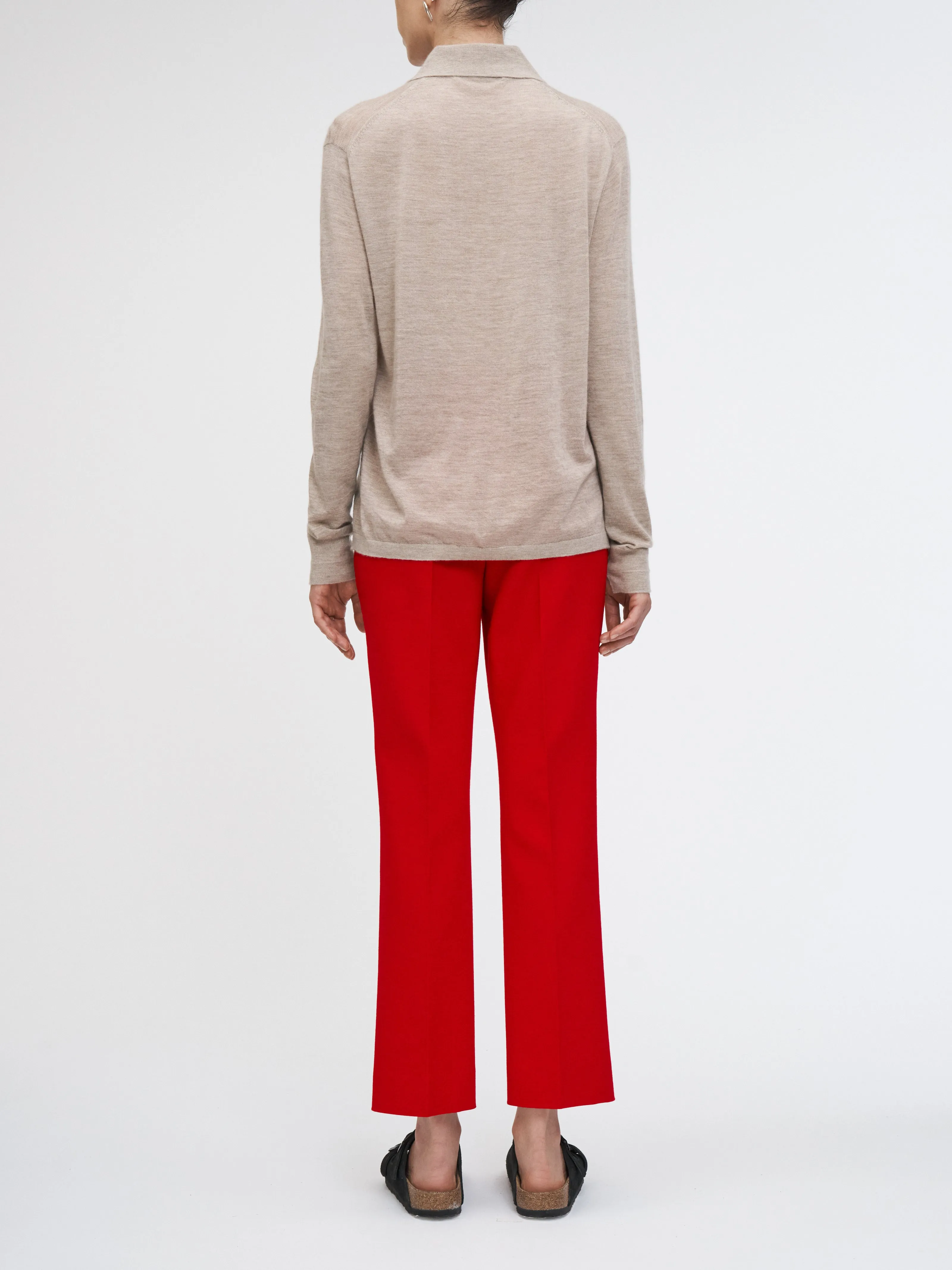 High Waisted Crop Trouser in Carmine Red