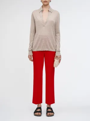 High Waisted Crop Trouser in Carmine Red