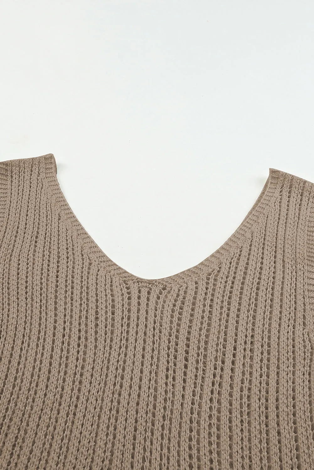 Hollowed Knit V Neck Tank Top
