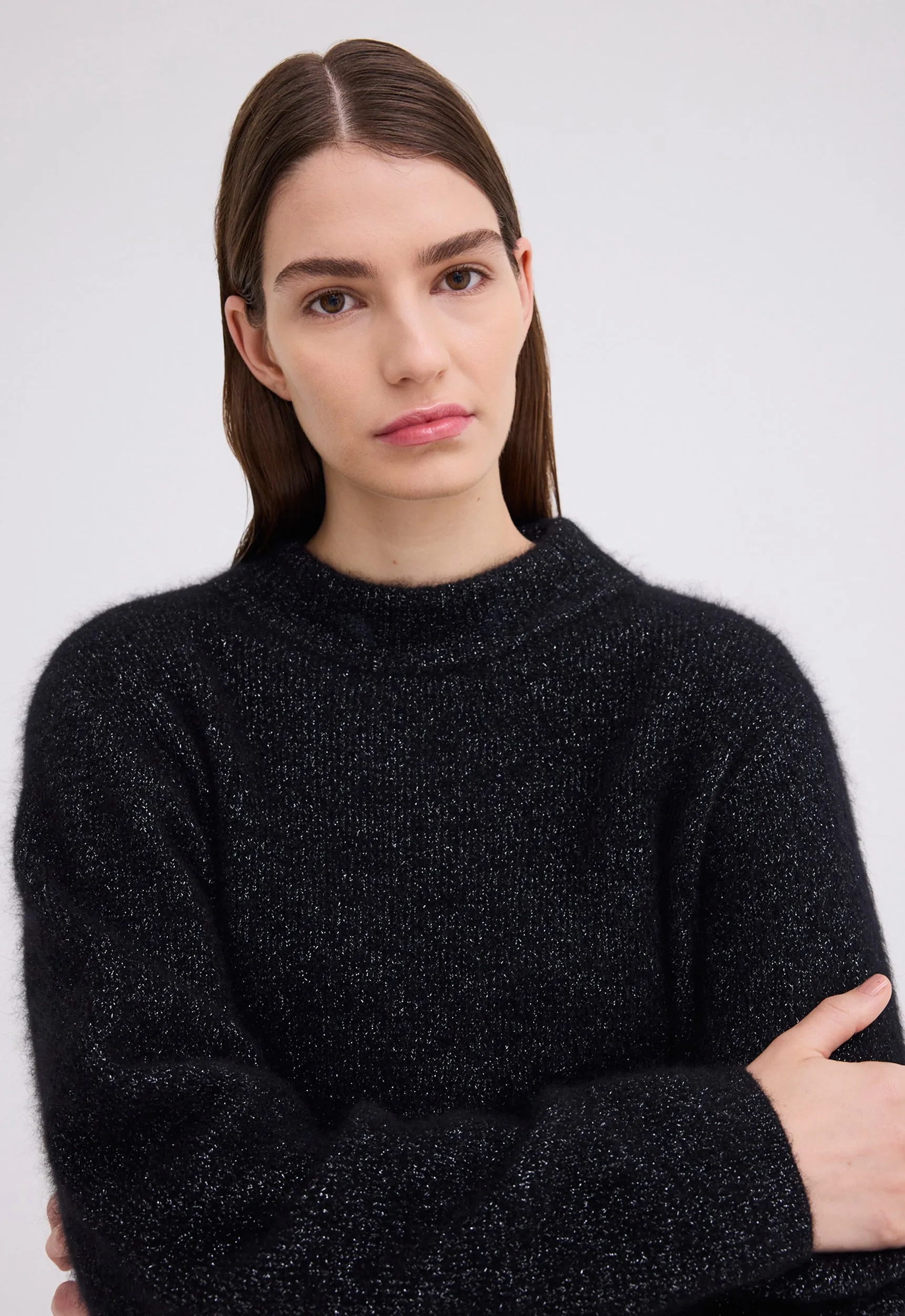 Hudd Shimmer Wool Sweater - Black
