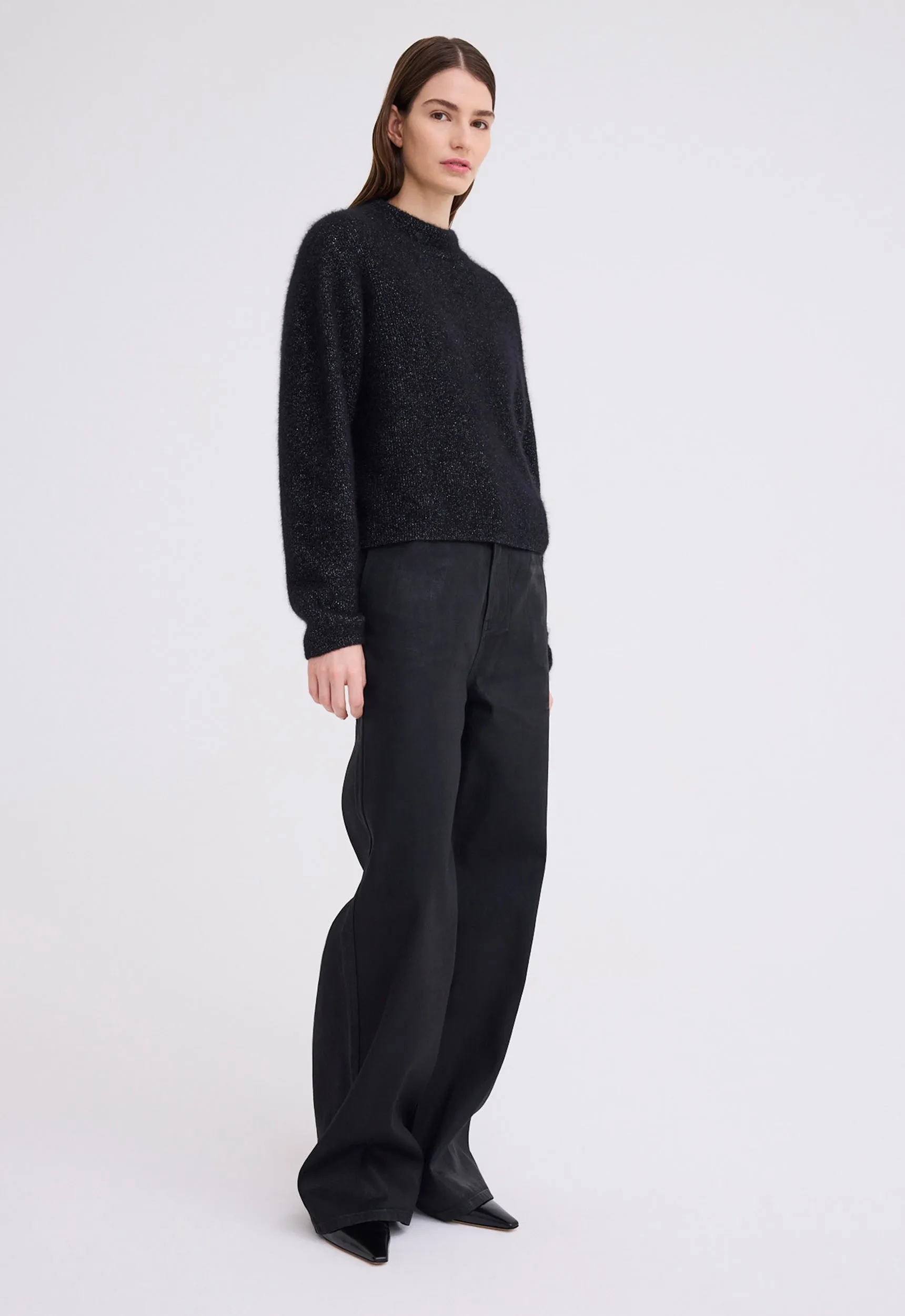 Hudd Shimmer Wool Sweater - Black