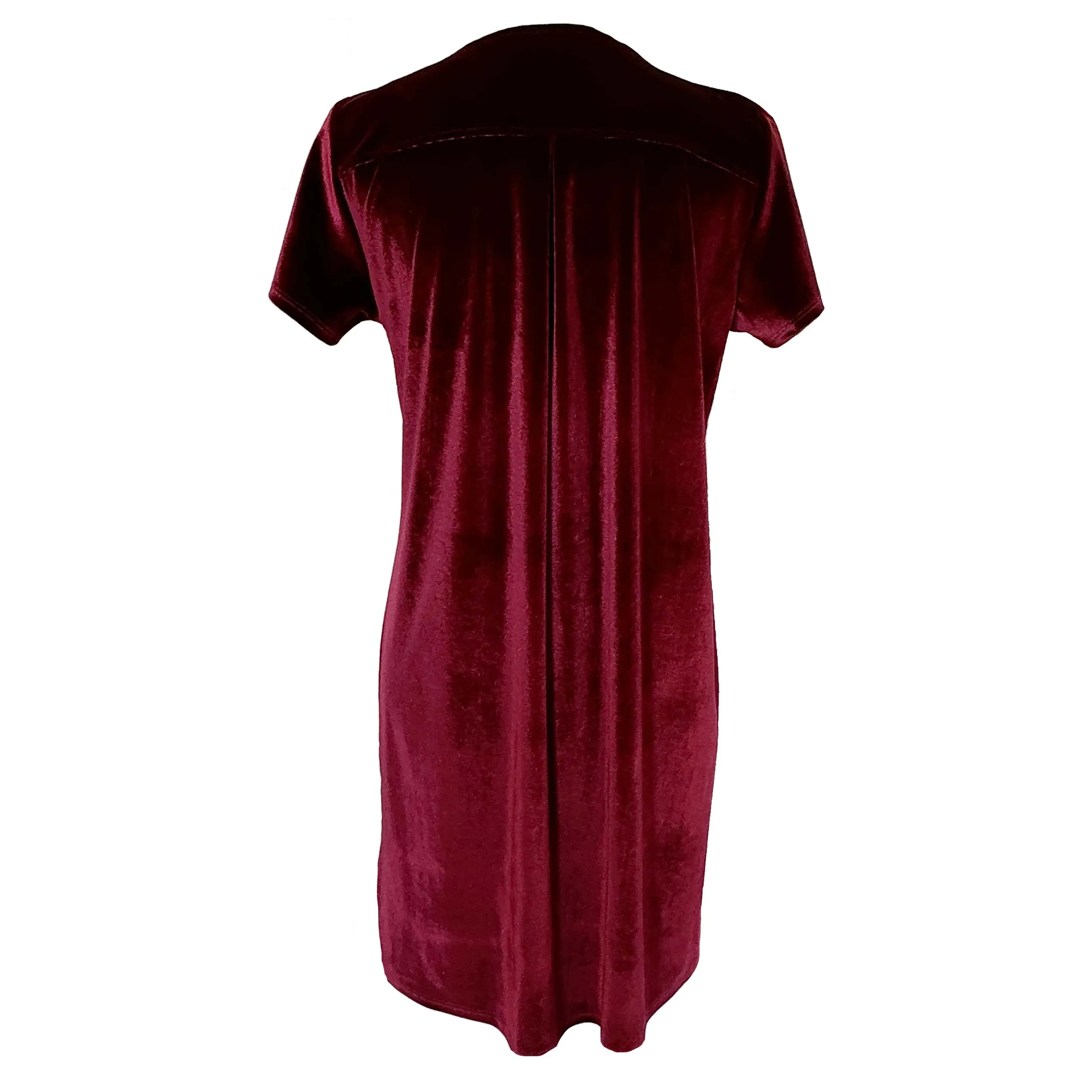 Hyannis Short Sleeve Dress in Cabernet Stretch Velvet