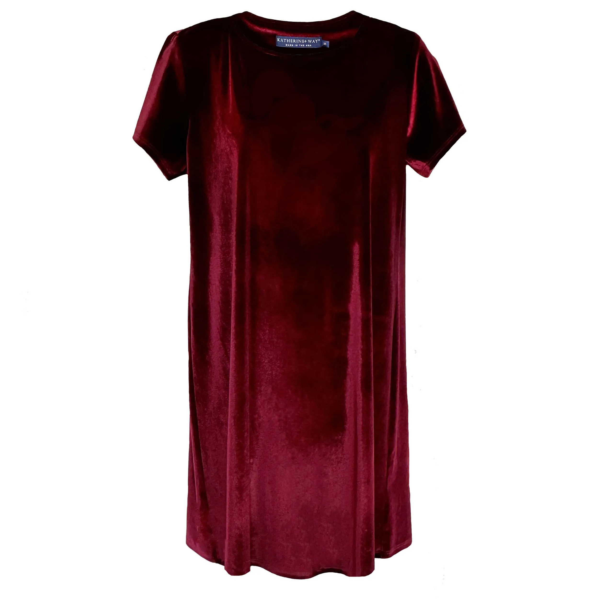 Hyannis Short Sleeve Dress in Cabernet Stretch Velvet