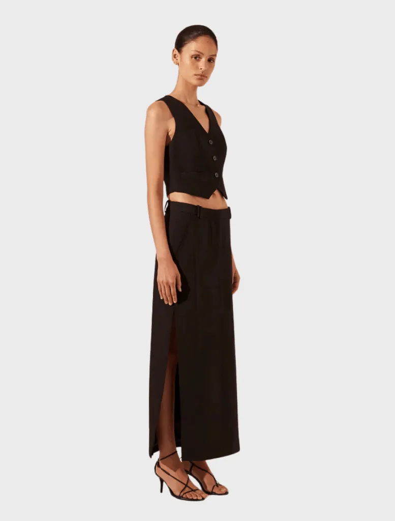 Irena Slide Spilt Maxi Skirt - Black