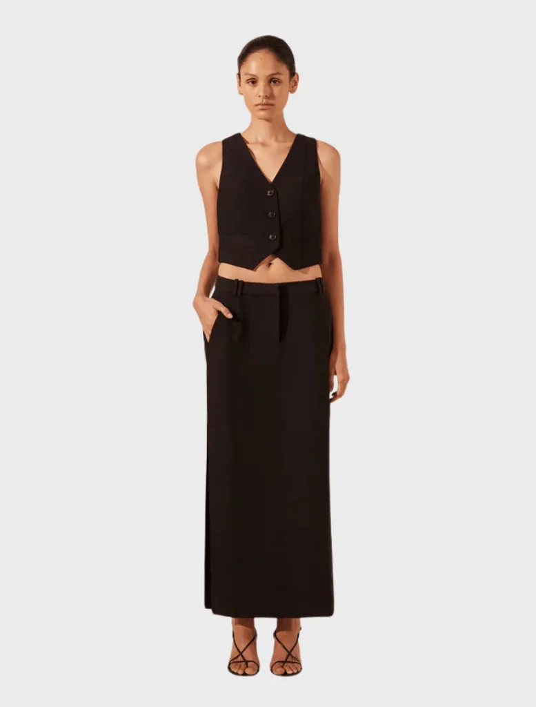 Irena Slide Spilt Maxi Skirt - Black