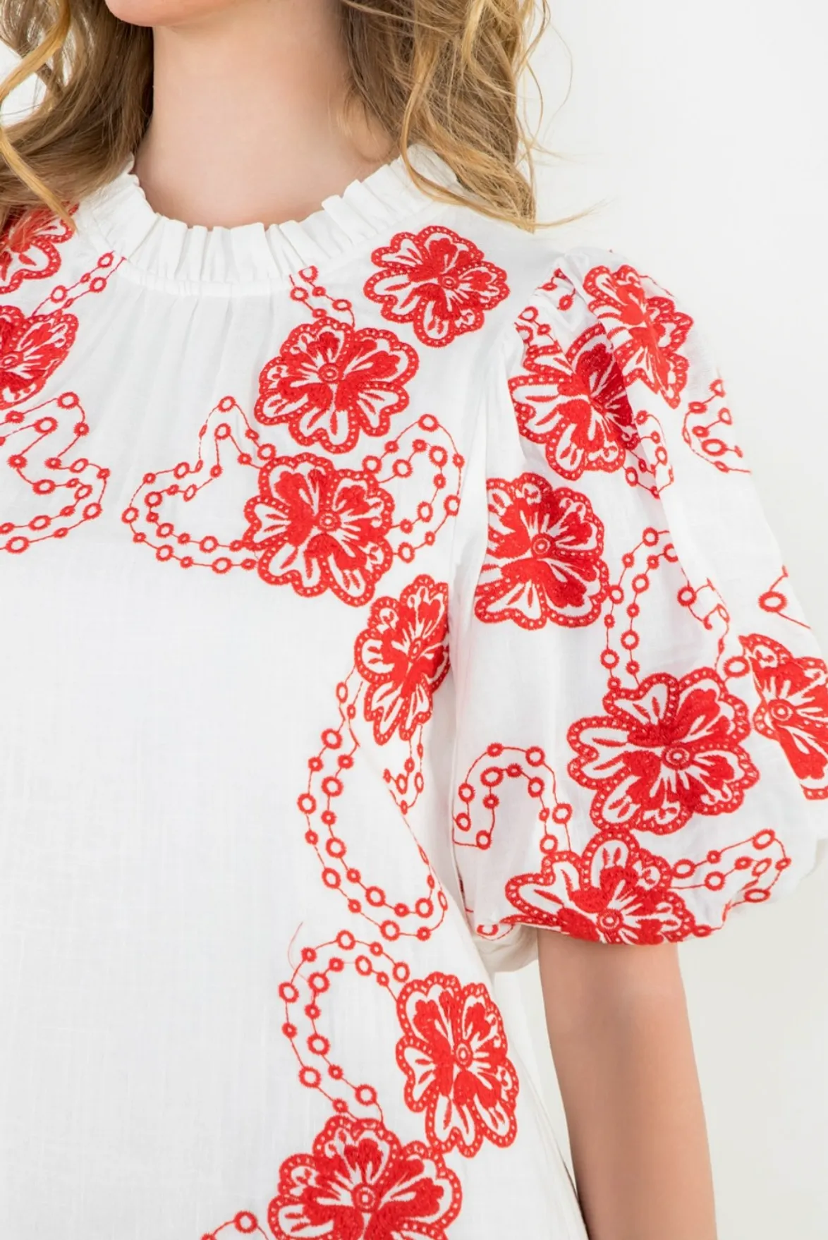 Jillian Dress Red Embroidered