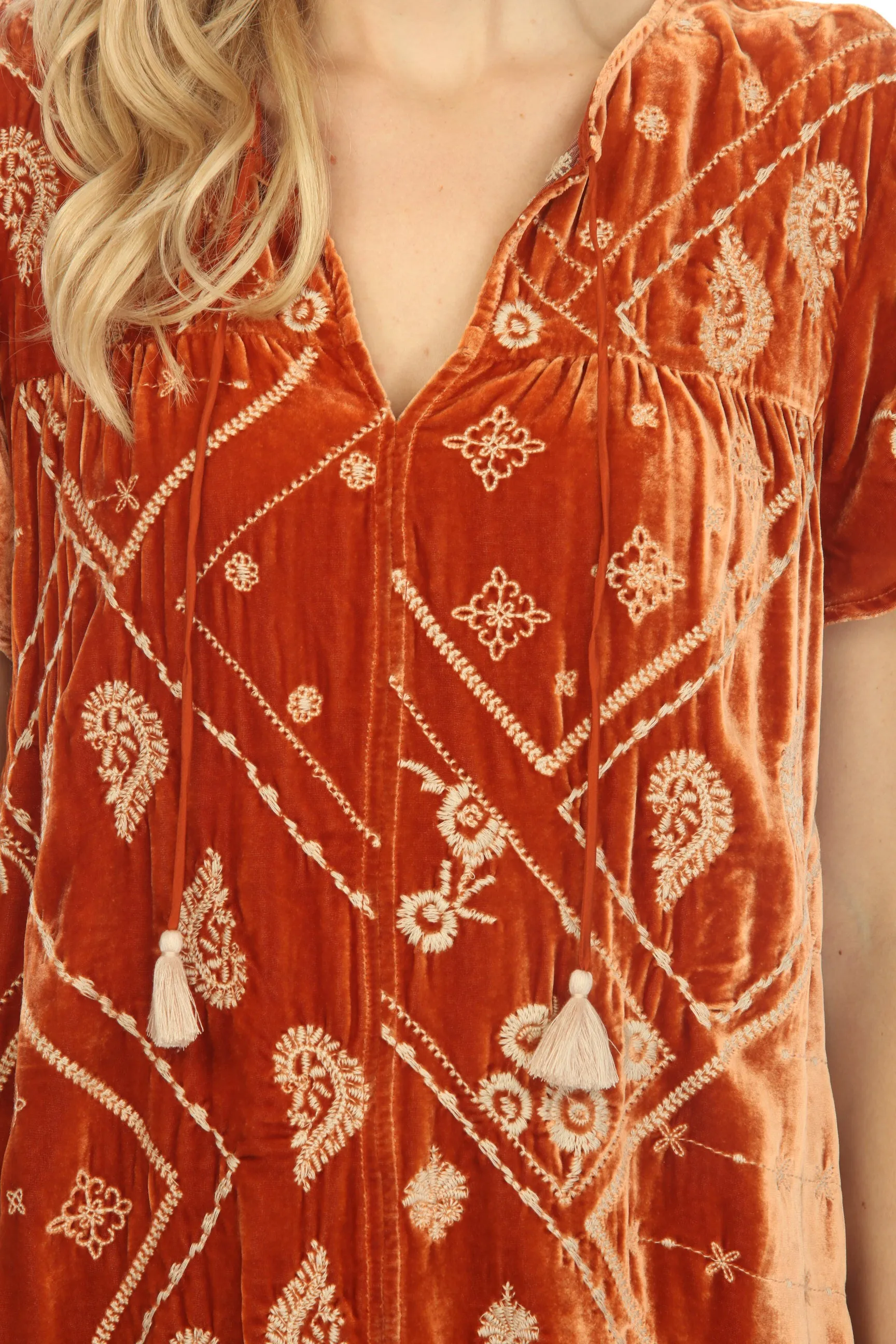 Johnny Was JWLA Devi Velvet Flutter Weekend Blouse Boho Chic J19223