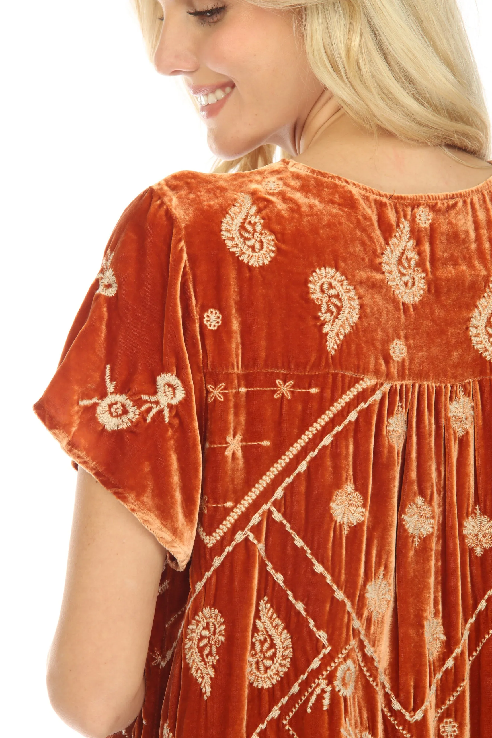 Johnny Was JWLA Devi Velvet Flutter Weekend Blouse Boho Chic J19223