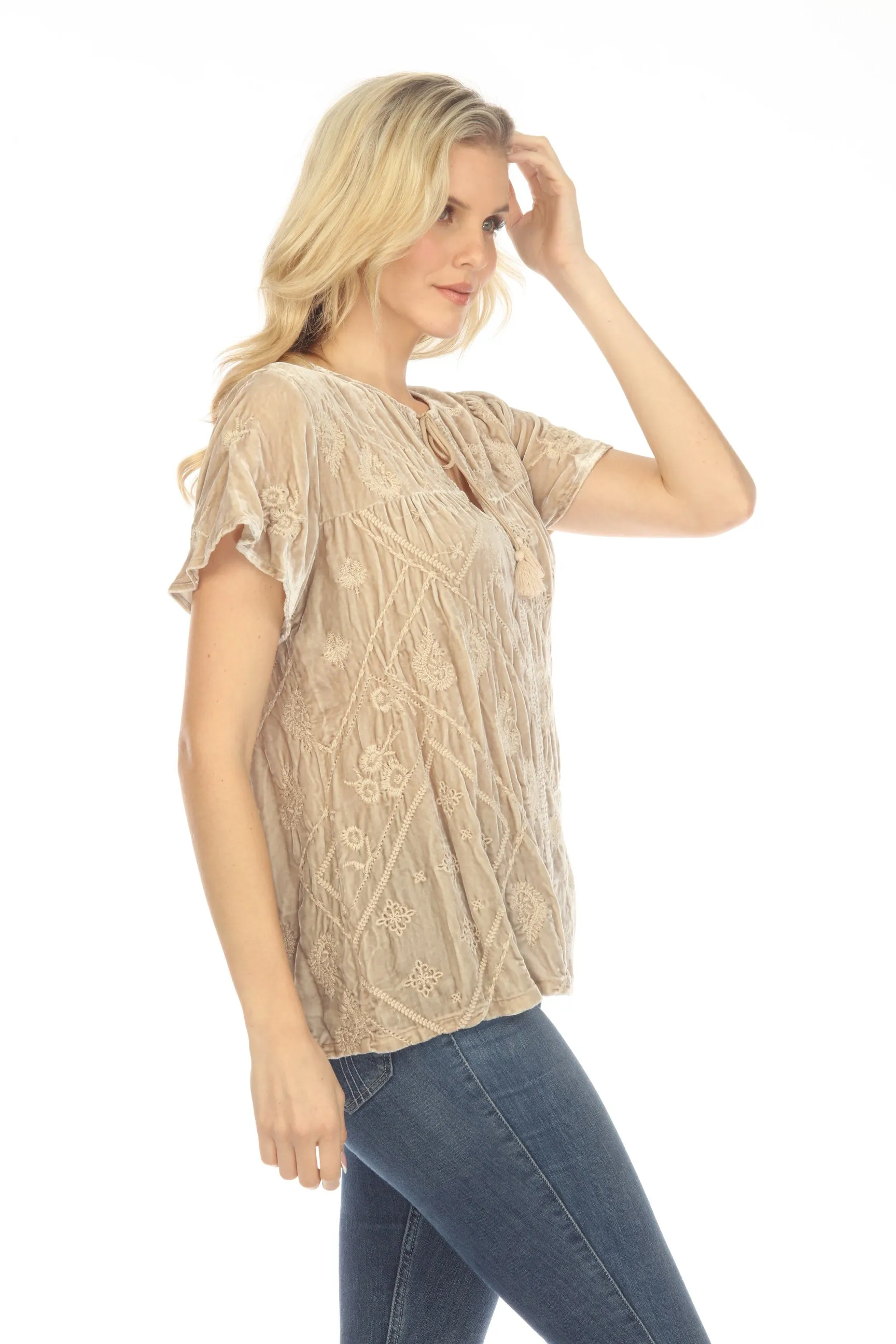 Johnny Was JWLA Devi Velvet Flutter Weekend Blouse Boho Chic J19223