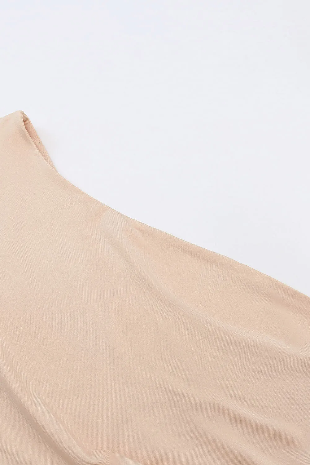 Khaki One Shoulder Side Tie Sleeveless Crop Top