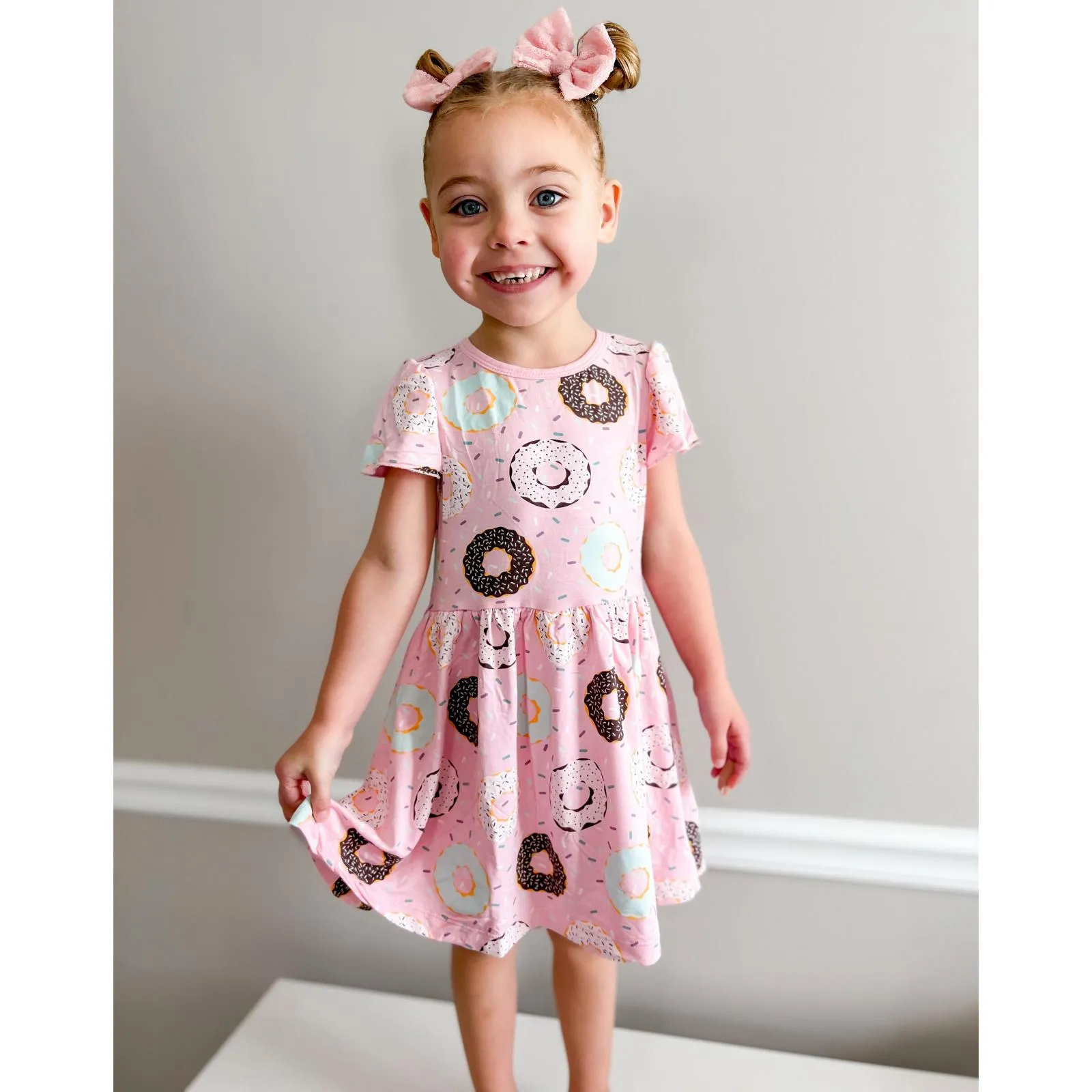 Kickee Pants Flutter Sleeve Twirl Dress with Pockets- Cake Pop Donuts and Sprinkles