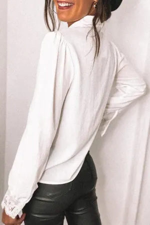 Lace Splicing Buttoned Shirt