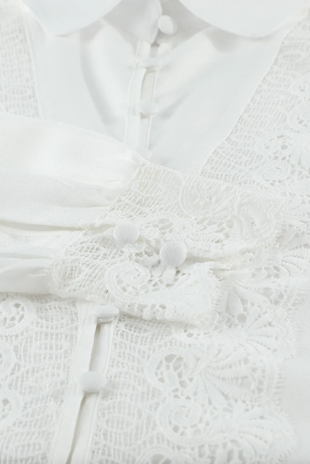 Lace Splicing Buttoned Shirt