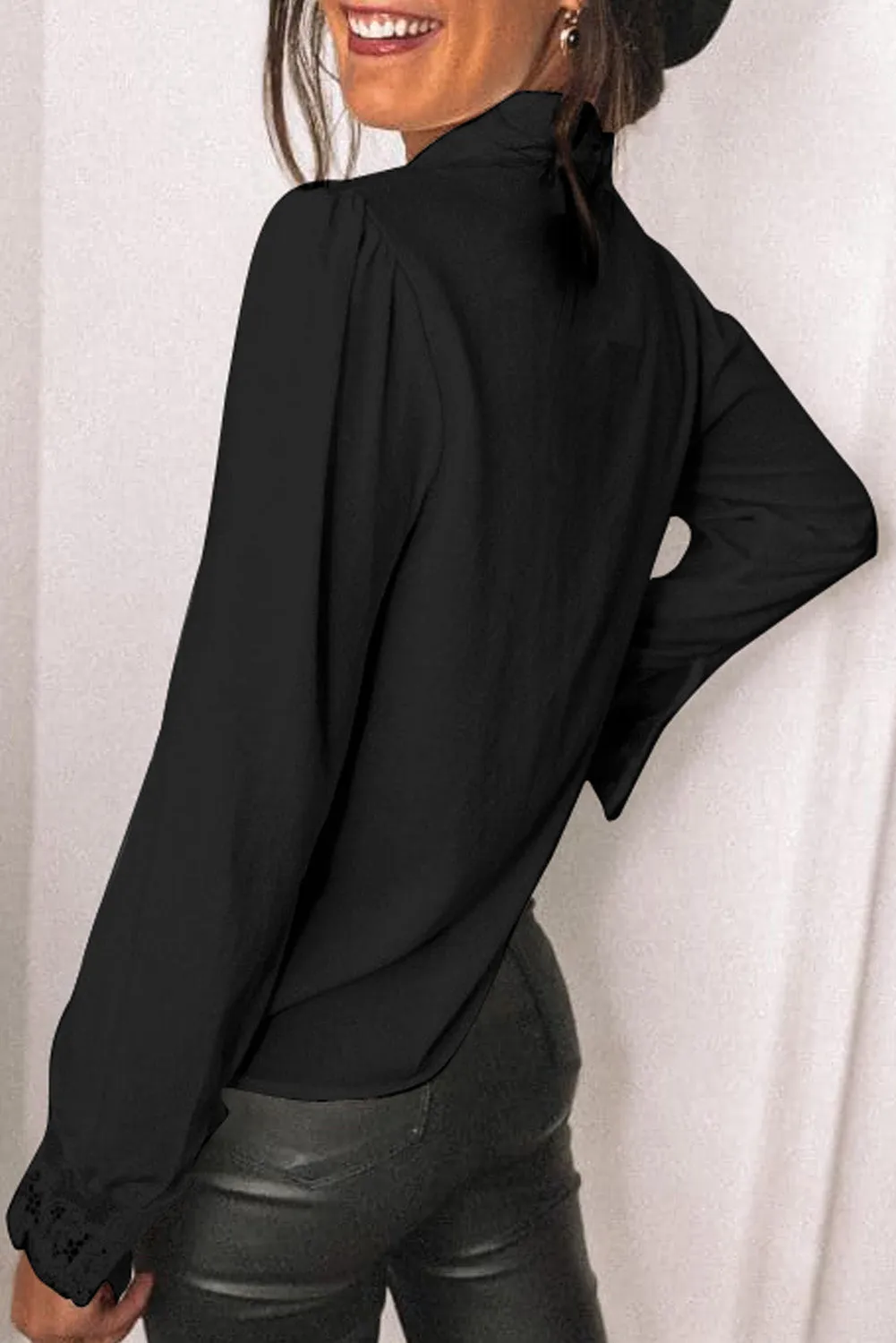 Lace Splicing Buttoned Shirt