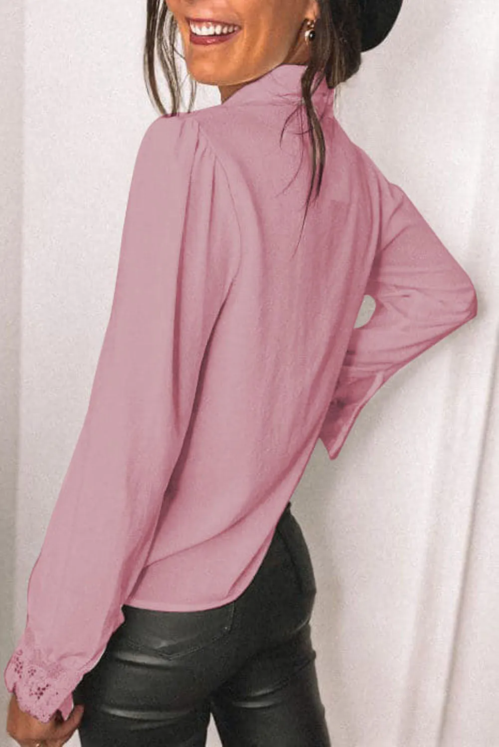 Lace Splicing Buttoned Shirt
