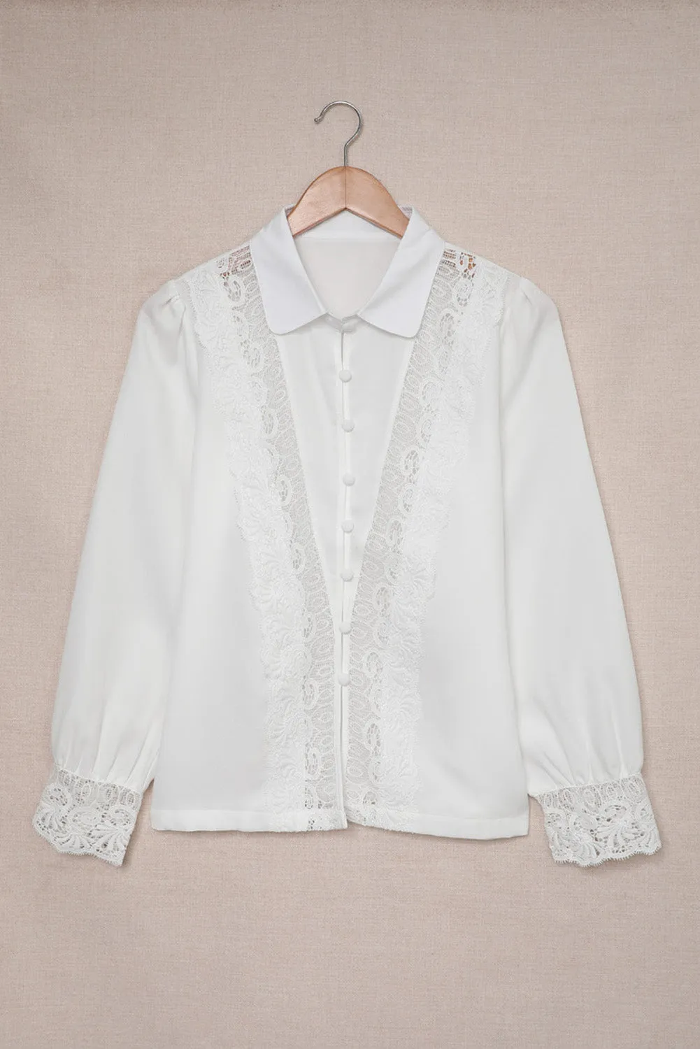 Lace Splicing Buttoned Shirt