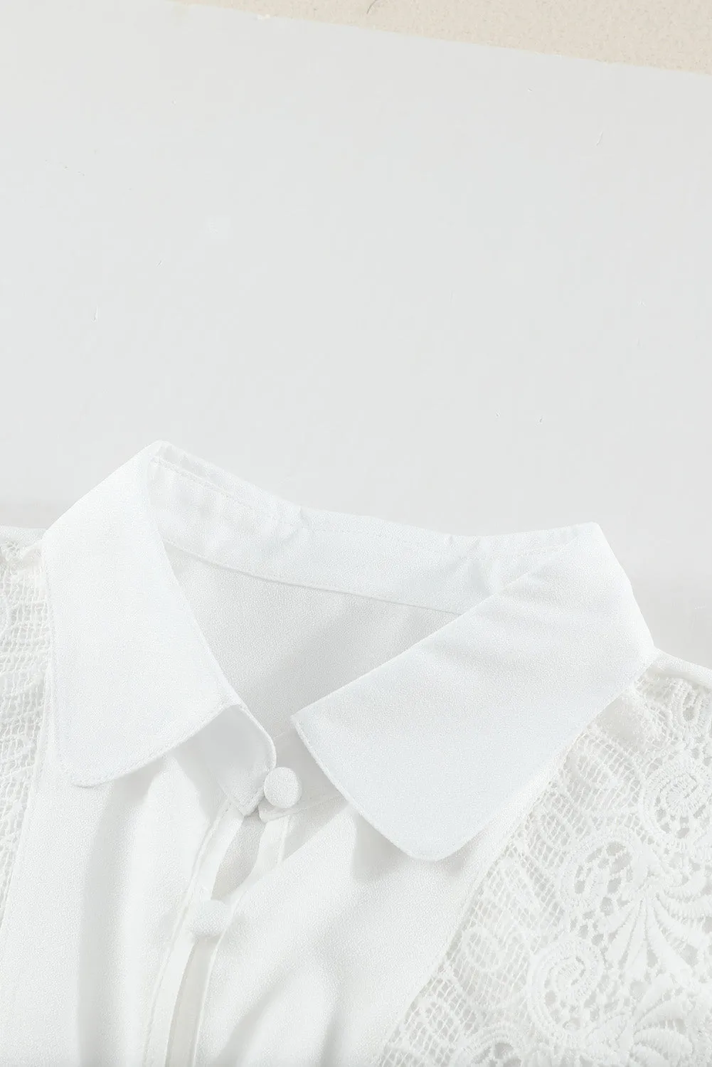 Lace Splicing Buttoned Shirt