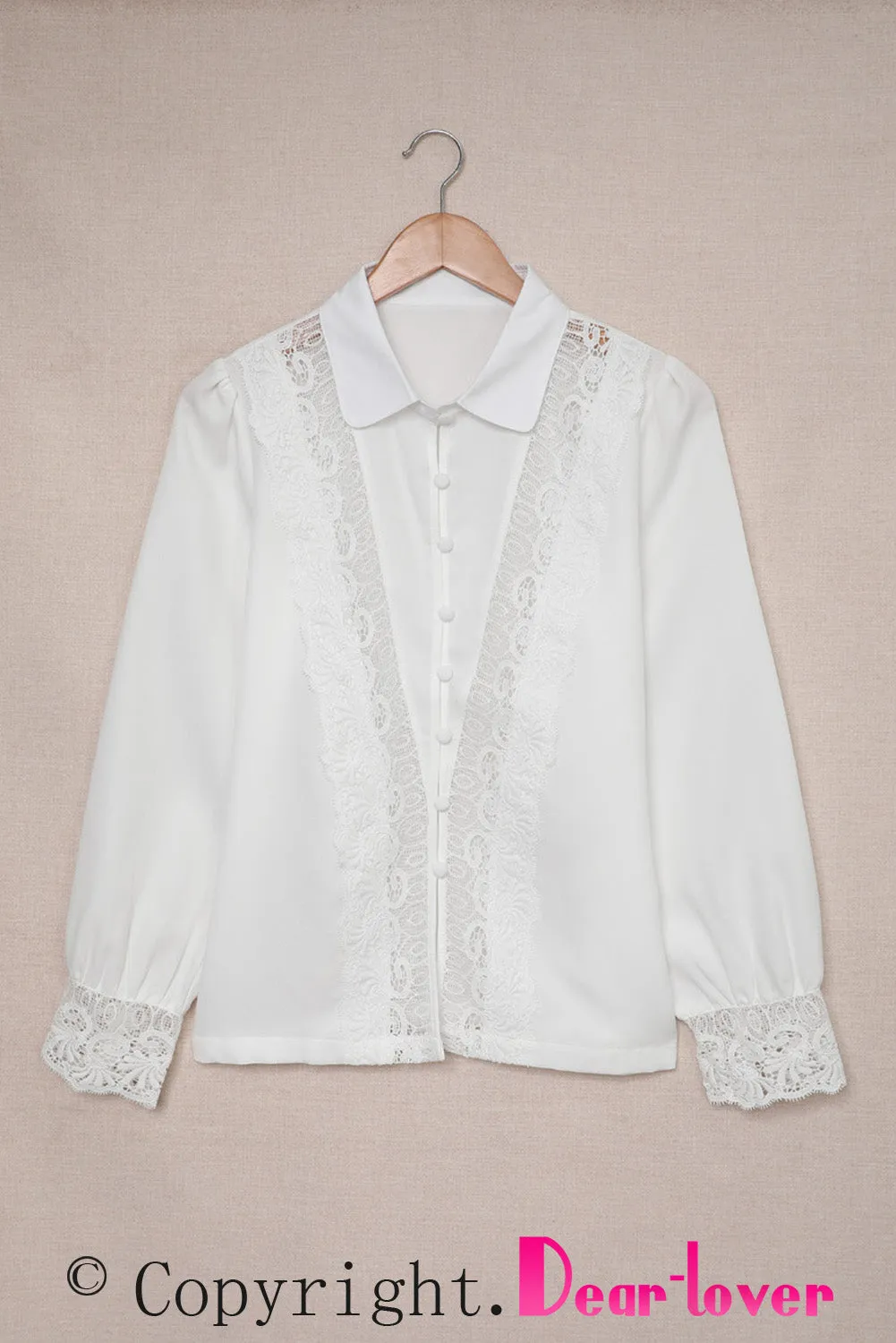 Lace Splicing Buttoned Shirt