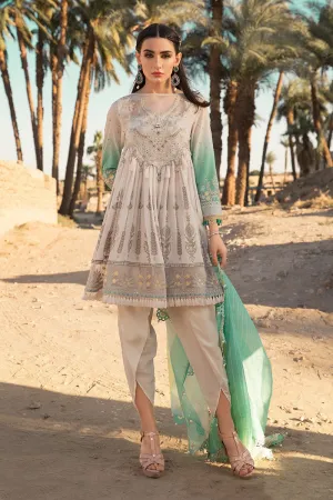 Latest Pakistani eid embroidered outfit in elegant off white color # E2211
