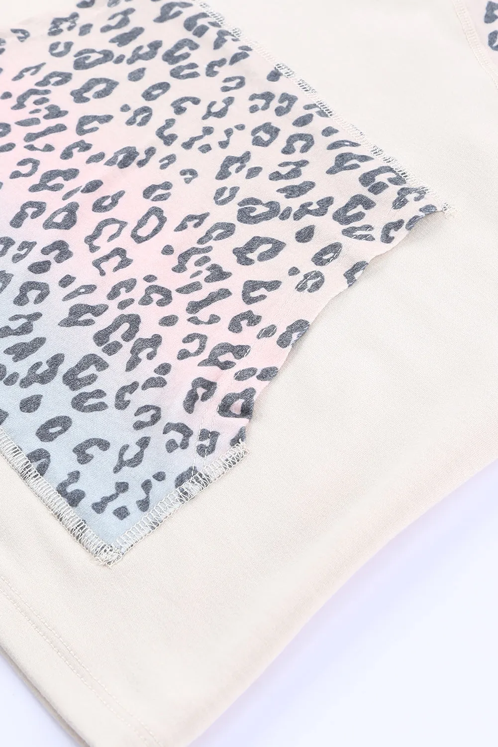 Leopard Patchwork Buttons Hooded Sweatshirt with Pocket