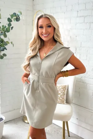 Light Sage Poly Span Scuba Mini Dress